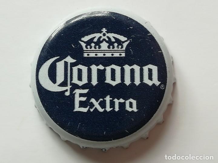 Coleccionismo de cervezas: Chapa tap&oacute;n corona de la cerveza mexicana CORONA EXTRA (falda blanca, R peque&ntilde;a)