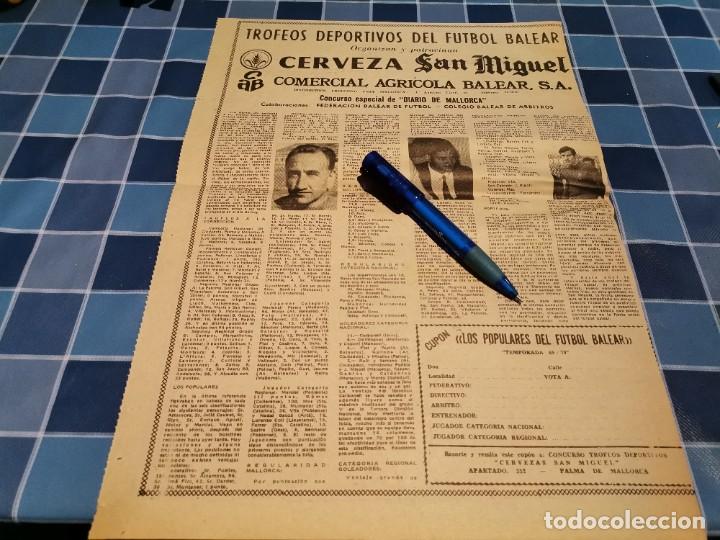 Coleccionismo de cervezas: CERVEZA SAN MIGUEL Y TROFEOS F&Uacute;TBOL BALEAR RECORTE PERIODICO 1969
