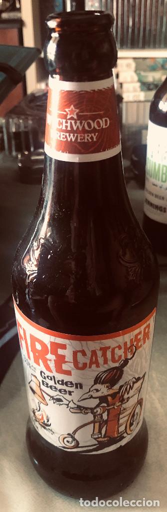 Coleccionismo de cervezas: Botella de cerveza Firecatcher, Reino Unido. Medio litro. Vac&iacute;a.