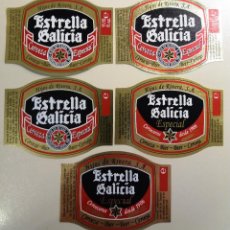 Coleccionismo de cervezas: 5 ETIQUETAS DE CERVEZA ESTRELLA GALICIA (9). Lote 341382043