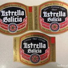 Coleccionismo de cervezas: 3 ETIQUETAS DE CERVEZA ESTRELLA GALICIA (10). Lote 341382113