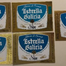 Coleccionismo de cervezas: 5 ETIQUETAS DE CERVEZA ESTRELLA GALICIA (15). Lote 341382378