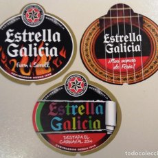 Coleccionismo de cervezas: 3 ETIQUETAS DE CERVEZA ESTRELLA GALICIA (34). Lote 341383598