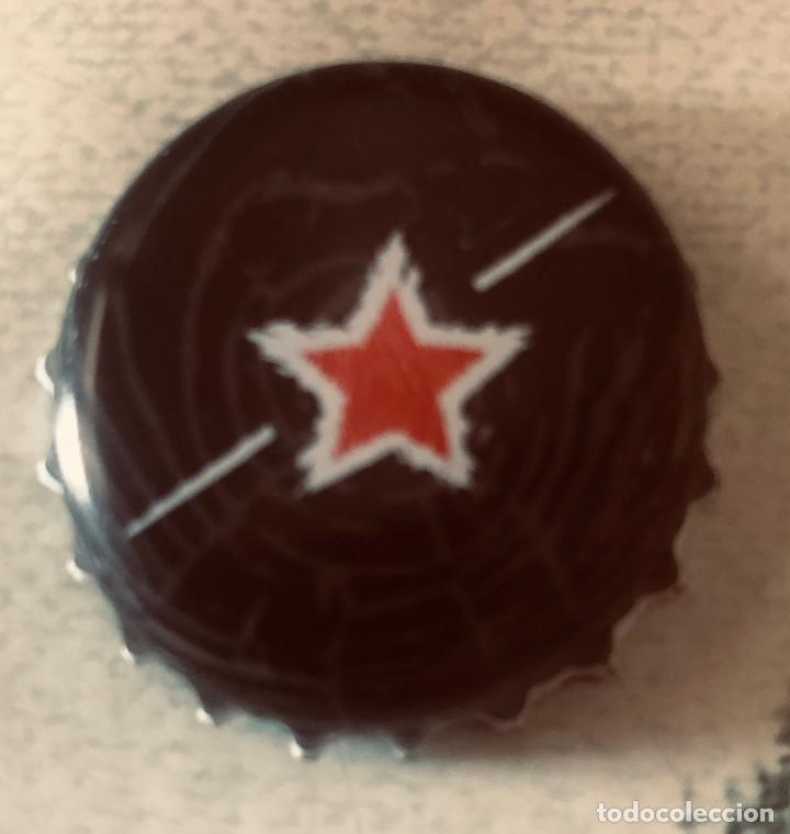 Coleccionismo de cervezas: Tap&oacute;n o chapa de cerveza Firecatcher, Reino Unido. Estrella roja. Buen estado.