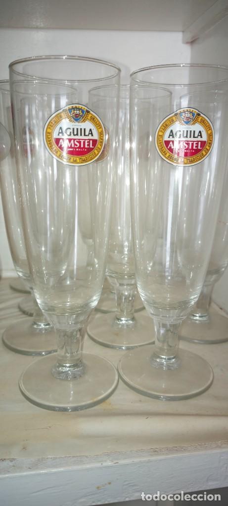 Coleccionismo de cervezas: Lote 10 antiguos vasos , copas , &aacute;guila cerveza de Espa&ntilde;a