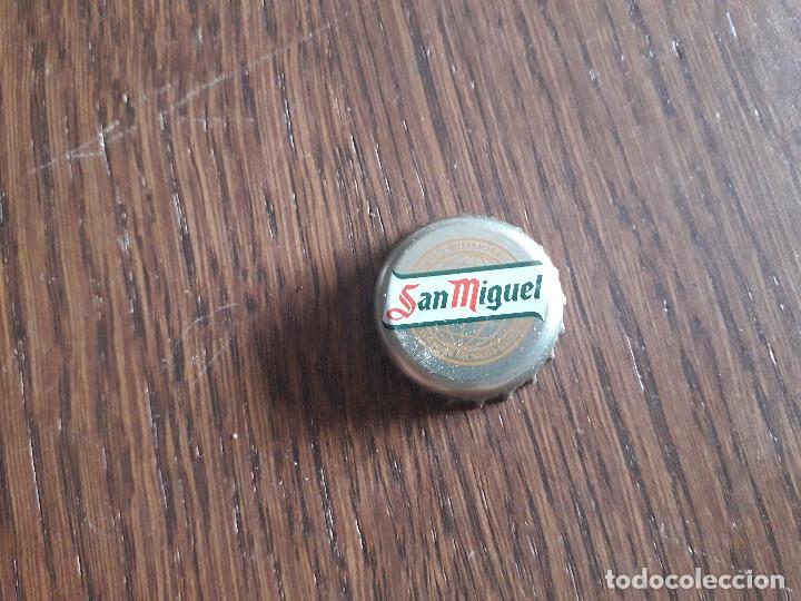 Coleccionismo de cervezas: chapa tap&oacute;n corona de cerveza San Miguel.