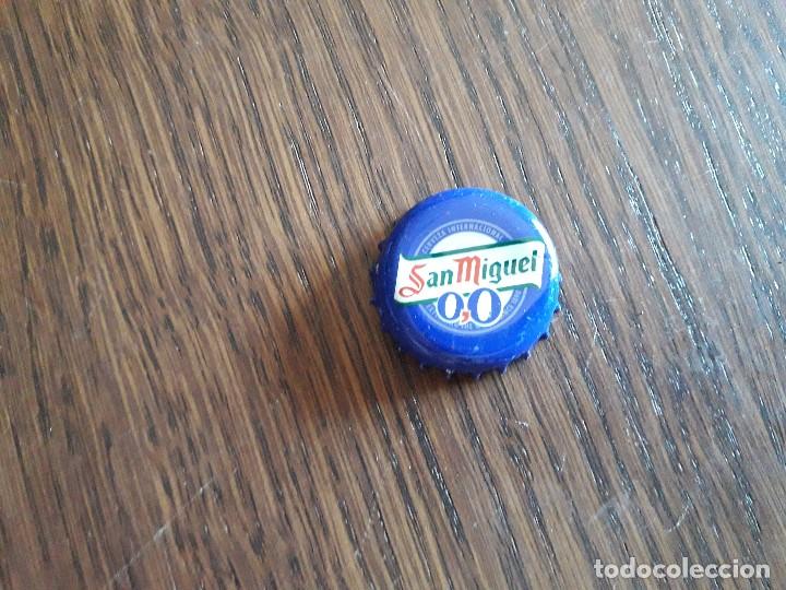 Coleccionismo de cervezas: chapa tap&oacute;n corona de cerveza San Miguel, sin alcohol 0,0