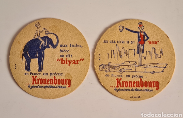 Coleccionismo de cervezas: Antiguos Posavasos publicidad Cerveza Kronenbourg - Bier Beer Pivo