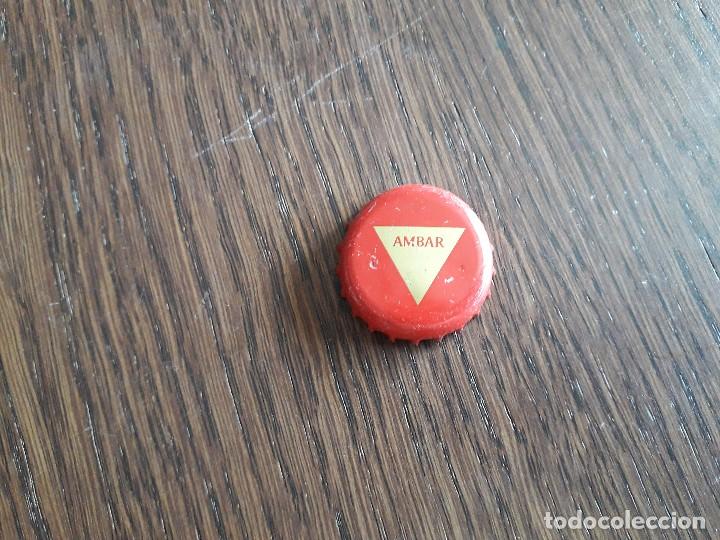Coleccionismo de cervezas: chapa tap&oacute;n corona de cerveza ambar.