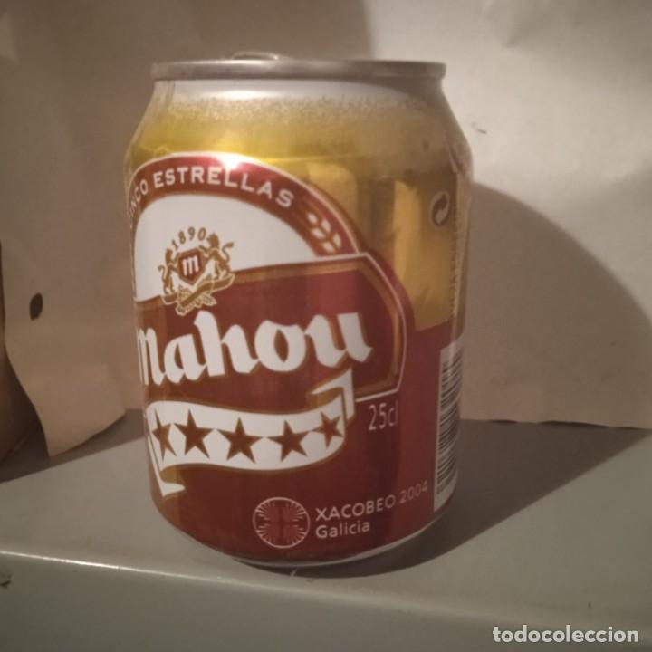 Coleccionismo de cervezas: Lata de cerveza vac&iacute;a marca Mahou 25 cl conmemorativa Xacobeo 2004. Finales a&ntilde;os 90
