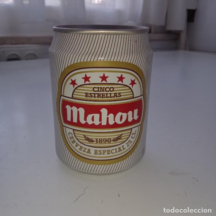 Coleccionismo de cervezas: Lata de cerveza de la marca Mahou.25.cl. Finales de la d&eacute;cada de los 90