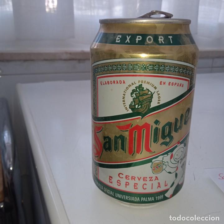 Coleccionismo de cervezas: Lata de cerveza de la marca San Miguel.Universiada Palma 99.Finales de la d&eacute;cada de los 90