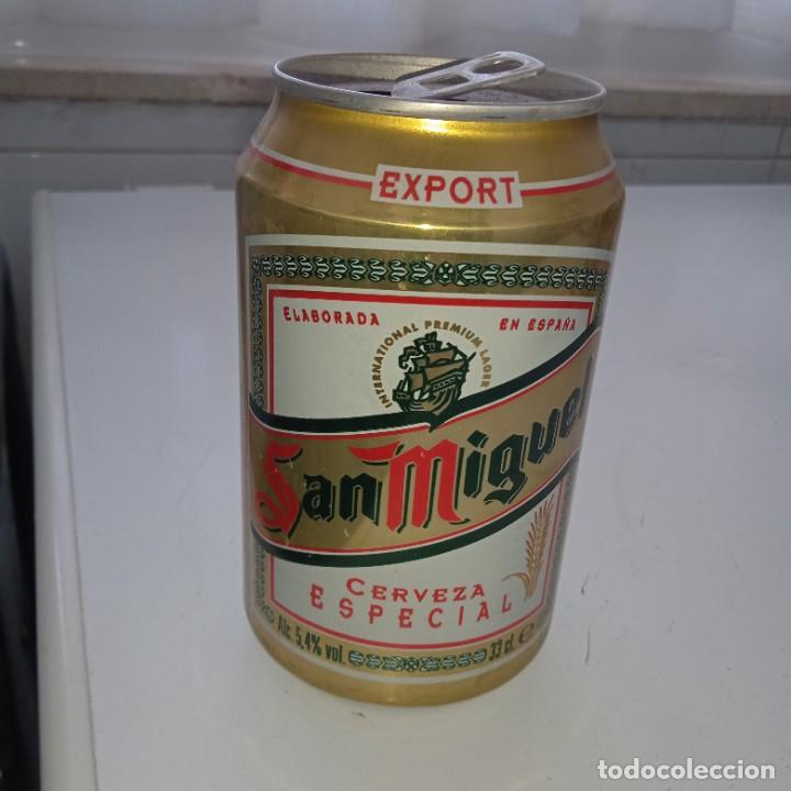 Coleccionismo de cervezas: Lata de cerveza de la marca San Miguel.Finales de la d&eacute;cada de los 90