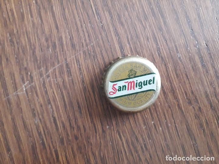 Coleccionismo de cervezas: chapa tap&oacute;n corona de cerveza San Miguel.