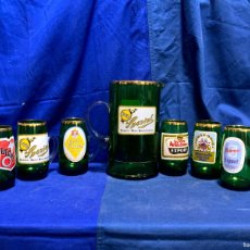 Coleccionismo de cervezas: LOTE 7 PIEZAS VIDRIO VERDE JARRAS CERVEZA HIIMMER BECK´S. Lote 364818676