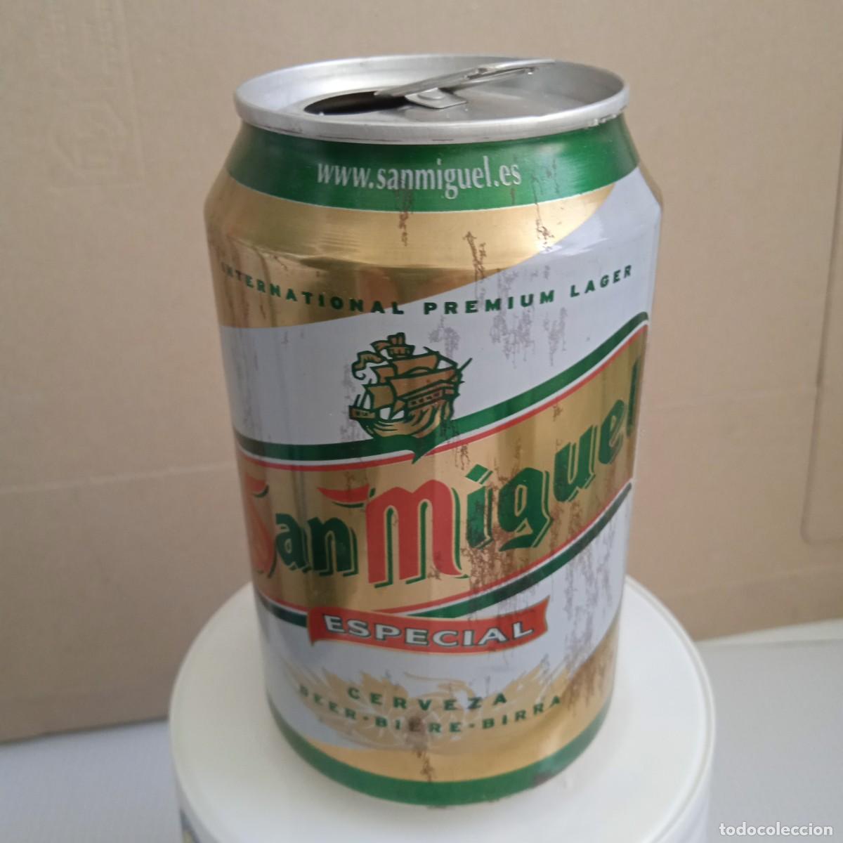 Coleccionismo de cervezas: Lata de cerveza vac&iacute;a. Finales de la d&eacute;cada de los 90. San Miguel