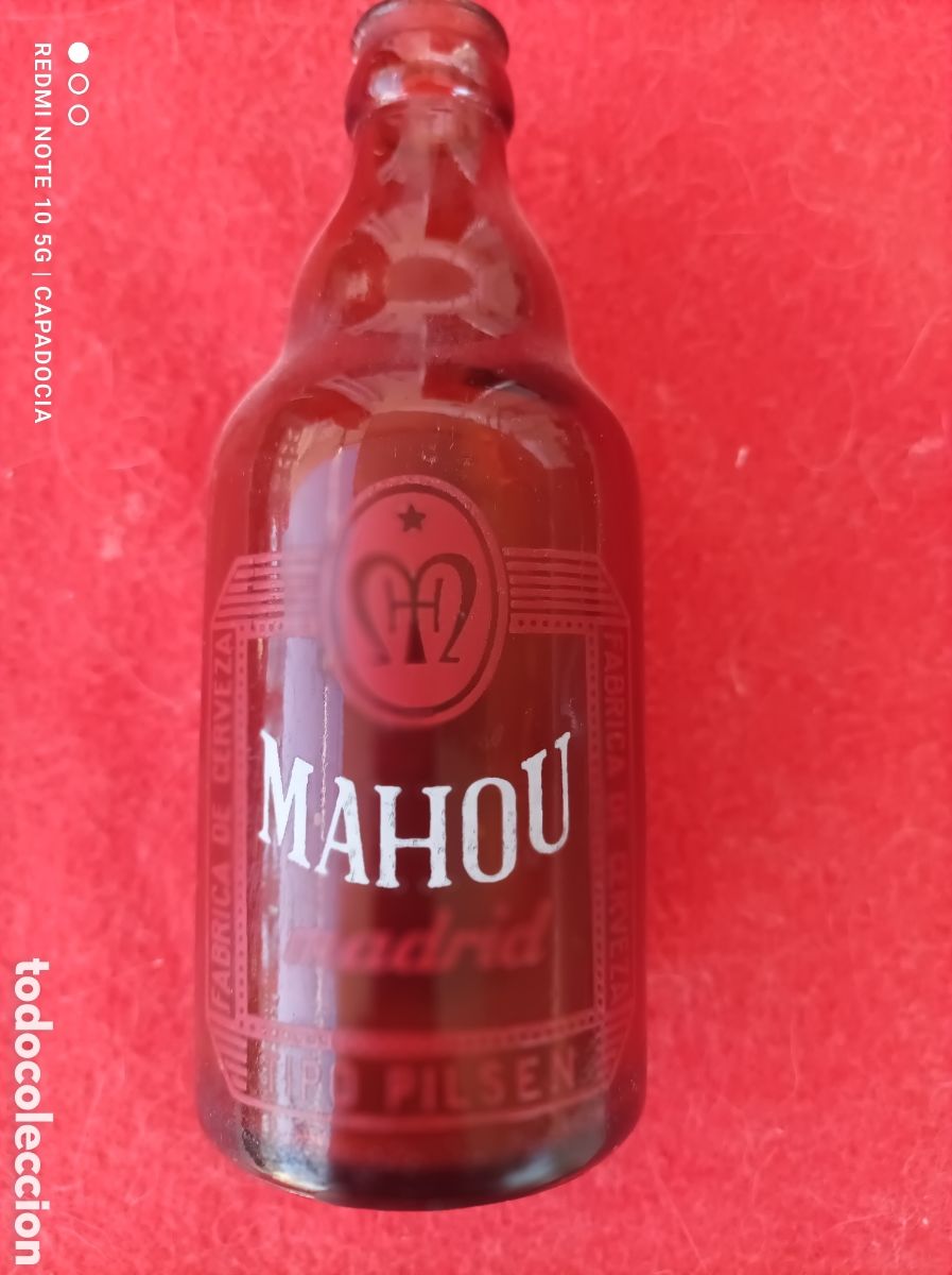 Coleccionismo de cervezas: BOTELLA CERVEZA MAHOU SERIGRAFIA EN ROJO