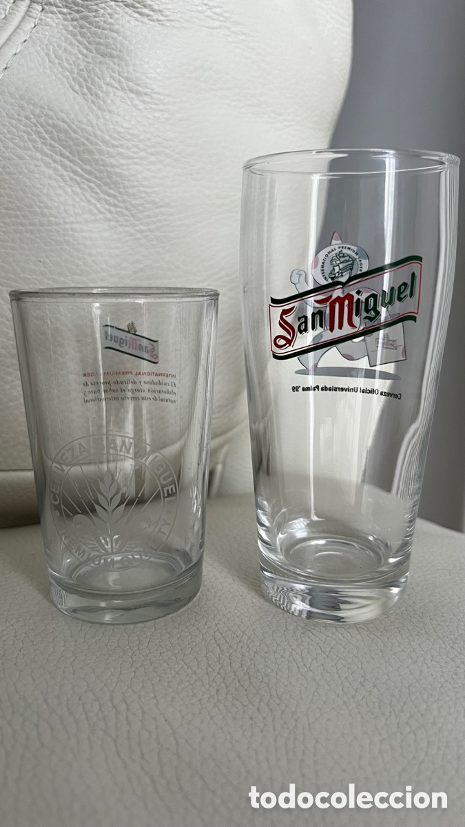 Coleccionismo de cervezas: LOTE DE 2 VASOS CERVEZA SAN MIGUEL