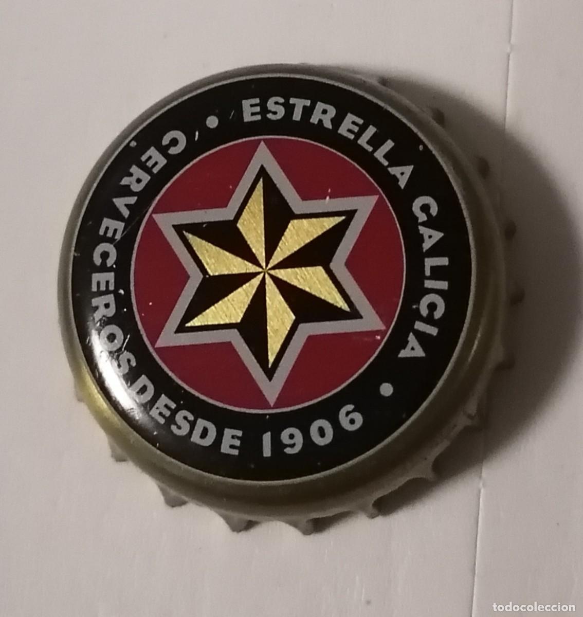 Coleccionismo de cervezas: chapa Estrella Galicia dorada crown cap tapon corona