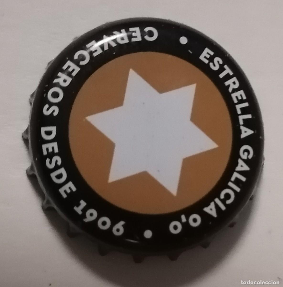 Coleccionismo de cervezas: chapa Estrella Galicia beige crown cap tapon corona