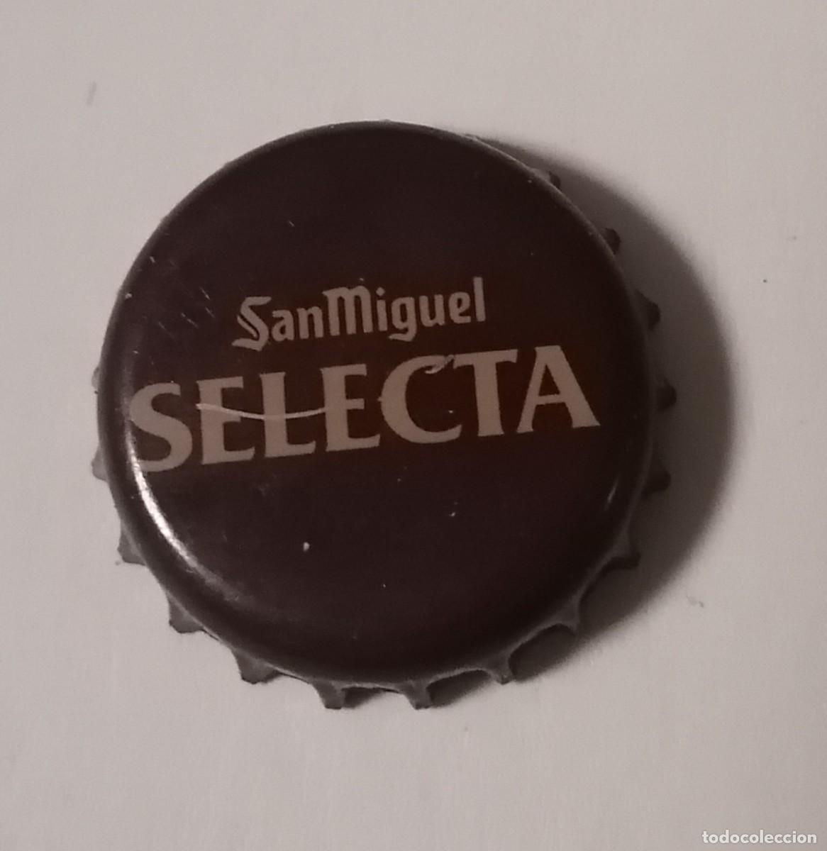 Coleccionismo de cervezas: chapa San Miguel selecta marr&oacute;n crown cap tapon corona