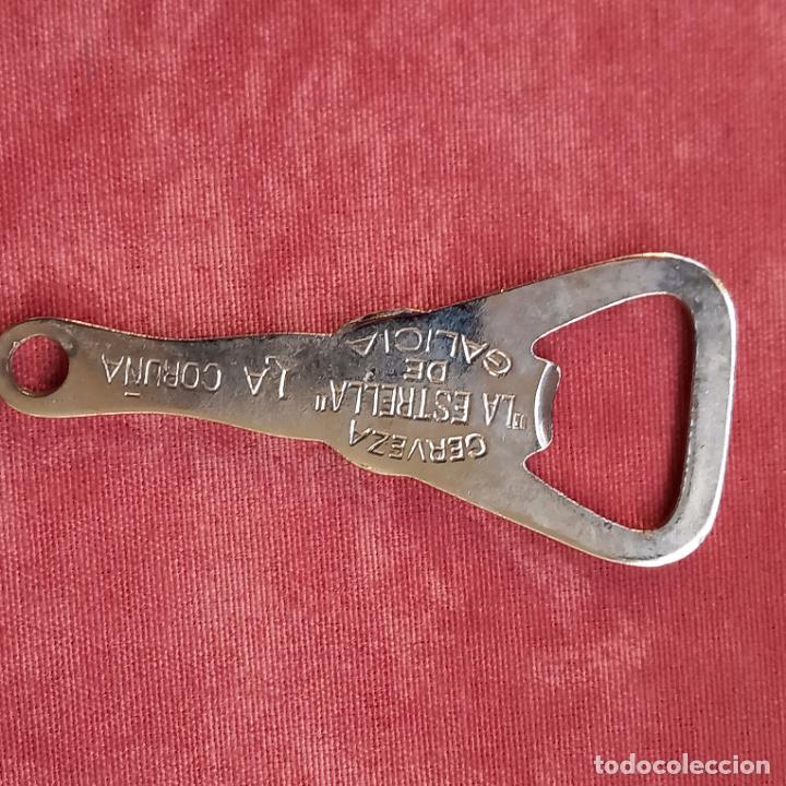 Coleccionismo de cervezas: Abre botellas Abrebotellas de metal de cerveza La estrella de Galicia, A Coru&ntilde;a