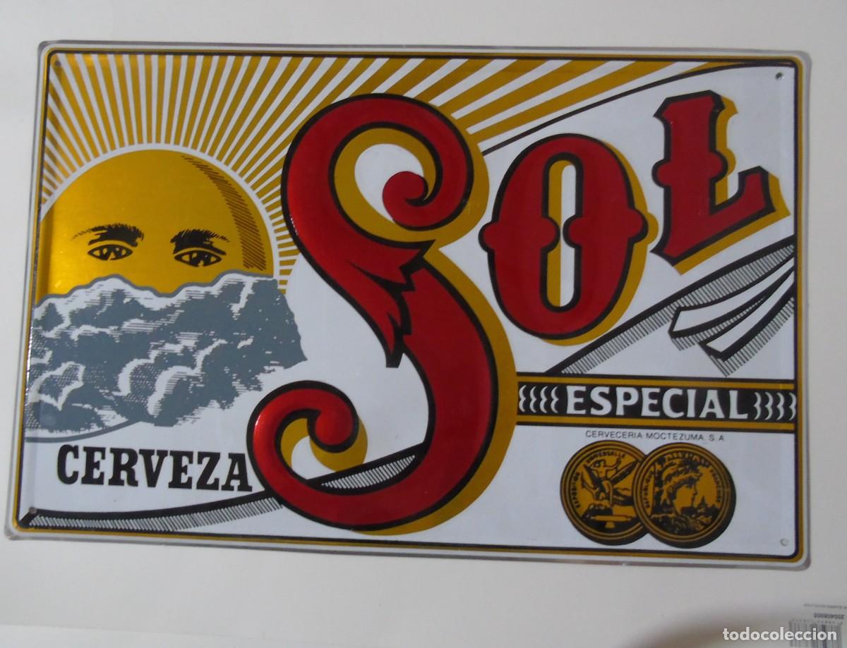 Collectable Beer: PLACA METALICA CERVEZA SOL A&Ntilde;OS 80, 40 X 26 CM