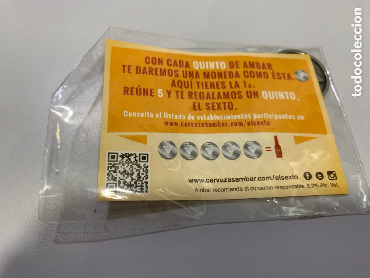 Coleccionismo de cervezas: Moneda amarraco publicidad cerveza ambar