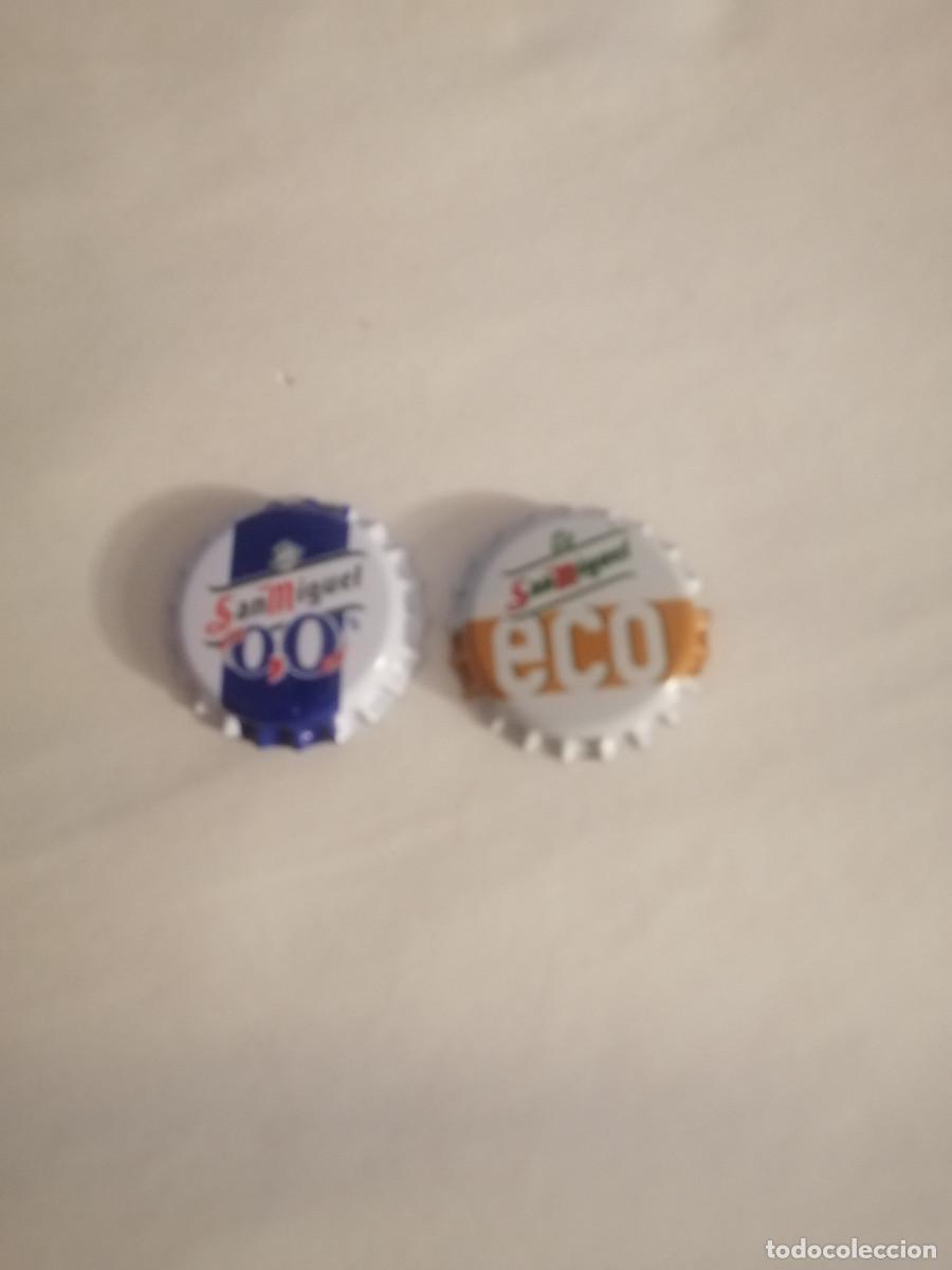 Coleccionismo de cervezas: 2 CHAPAS CORONA CERVEZA SAN MIGUEL.. ECO Y O,0.