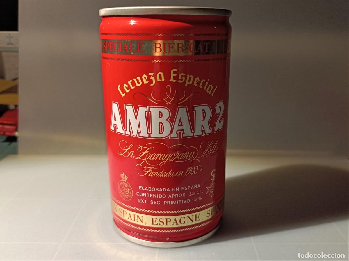 Coleccionismo de cervezas: Bote Cerveza. Espa&ntilde;a. Cerveza Especial. Ambar 2. La Zaragozana. 33cl. Vac&iacute;a.