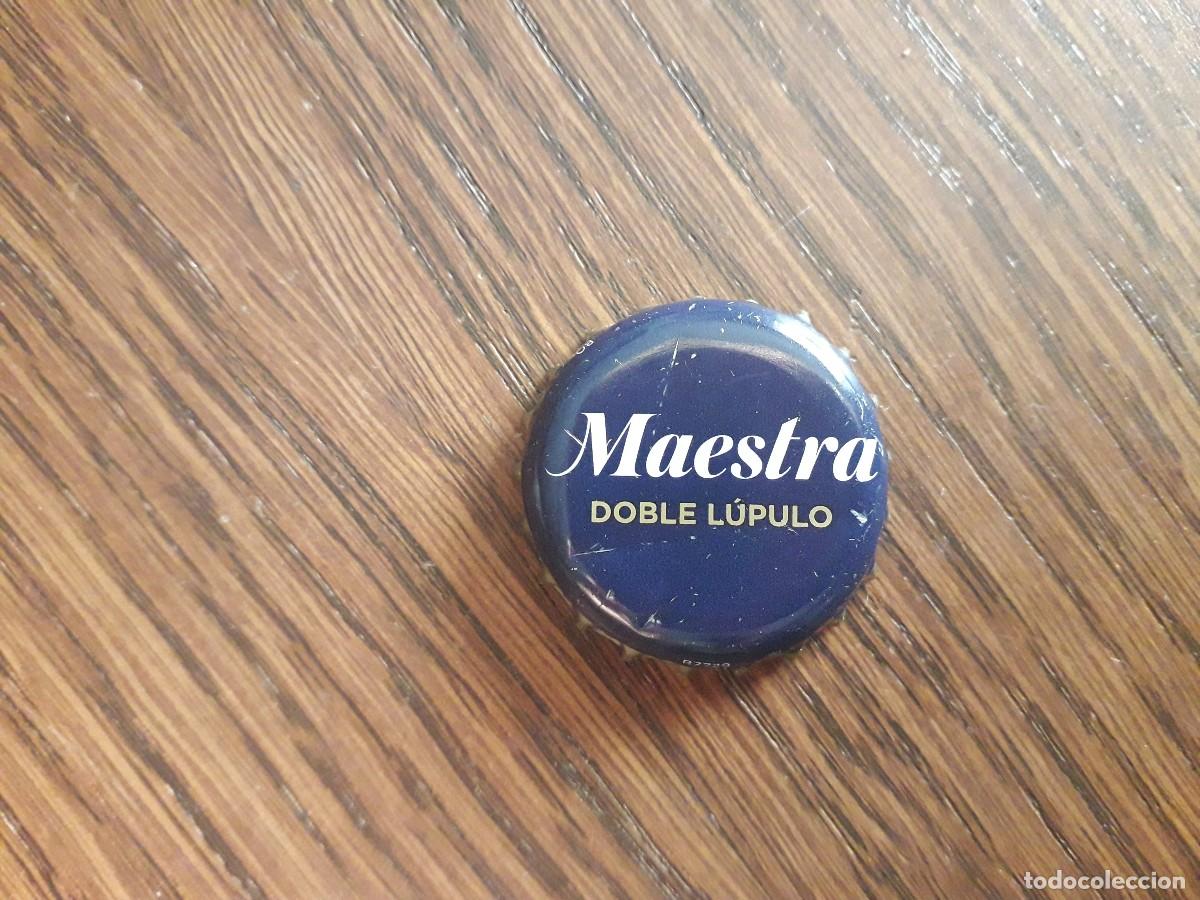 Coleccionismo de cervezas: chapa tap&oacute;n corona de cerveza, maestra doble l&uacute;pulo, Mahou.