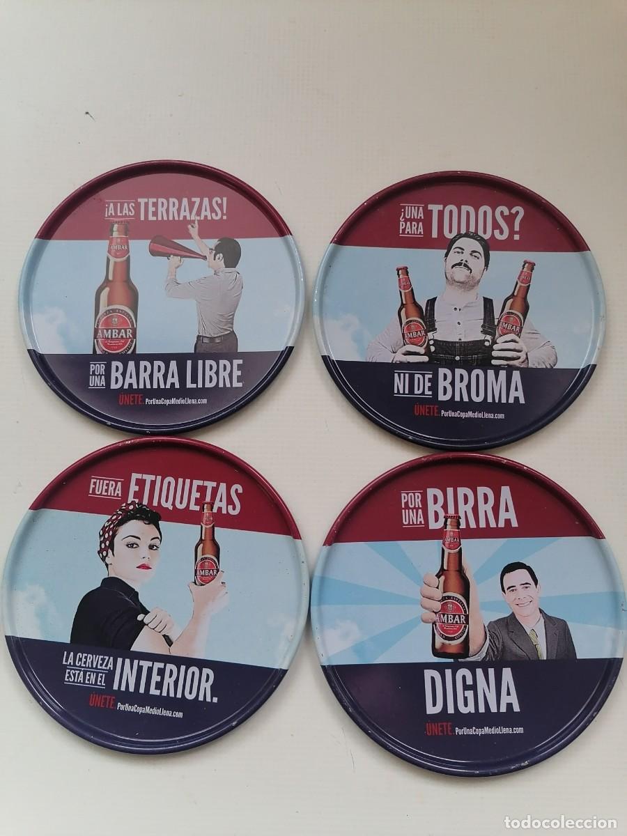 Coleccionismo de cervezas: Pasavaso cerveza Ambar metalico lote de 4