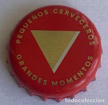 Coleccionismo de cervezas: Chapa de cerveza Ambar Sin gluten peque&ntilde;os cerveceros grandes momentos (COLOR ROJO)