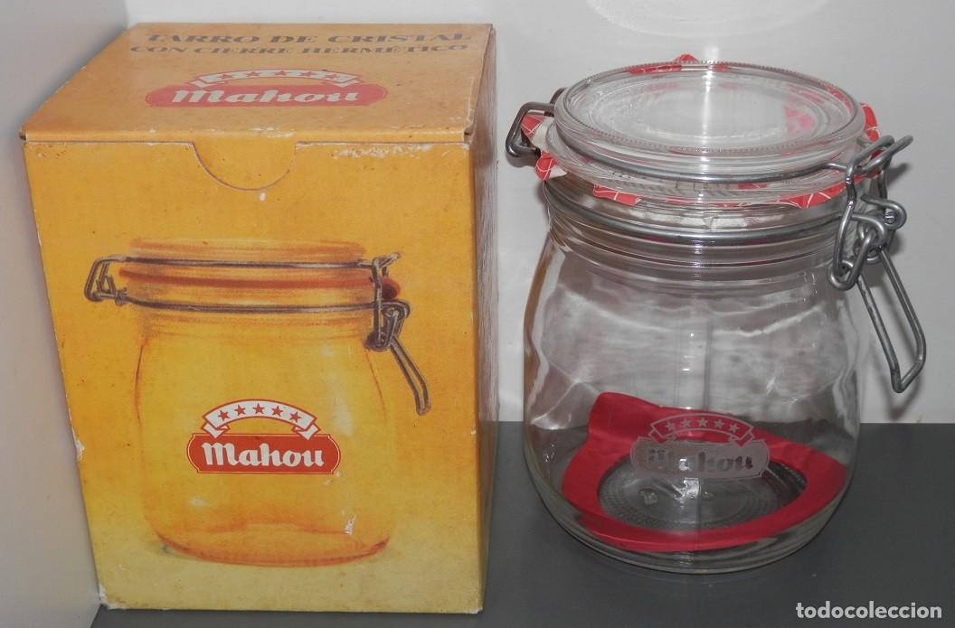 Coleccionismo de cervezas: CERVEZA MAHOU-UN TARRO DE CRISTAL CON CERRE HERM&Eacute;TICO
