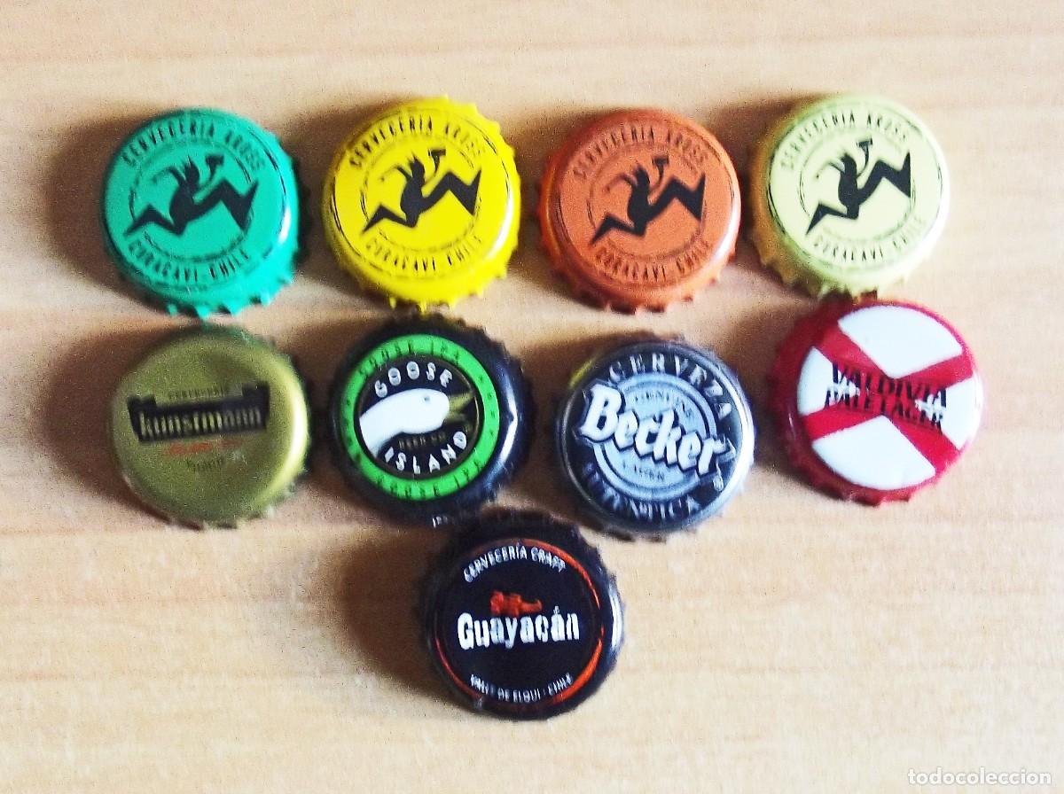 Coleccionismo de cervezas: 9 chapas de cervezas variadas de Chile - Foto 1