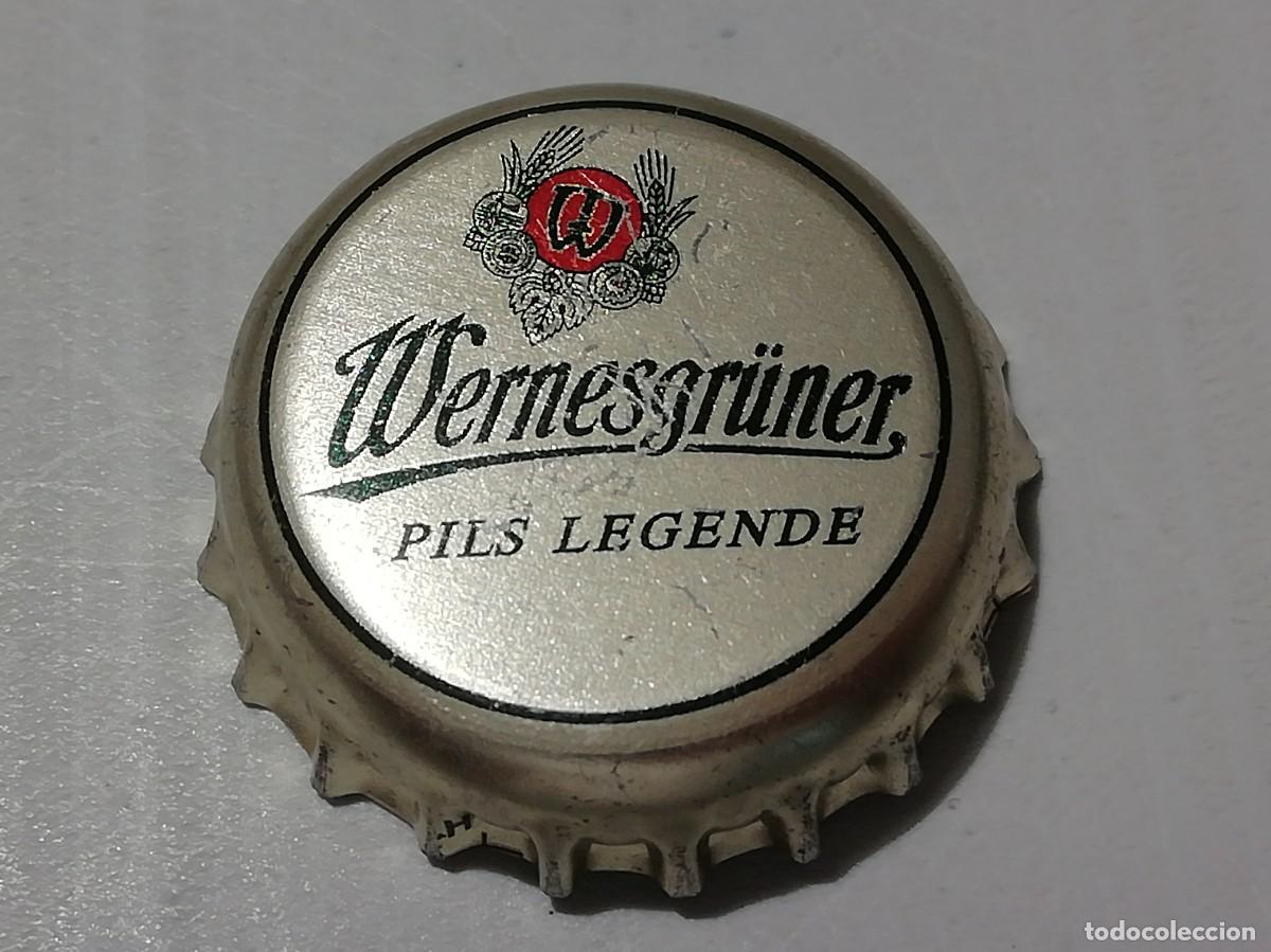 Coleccionismo de cervezas: Chapa tap&oacute;n corona de la cerveza alemana WERNESGR&Uuml;NER PILS LEGENDE