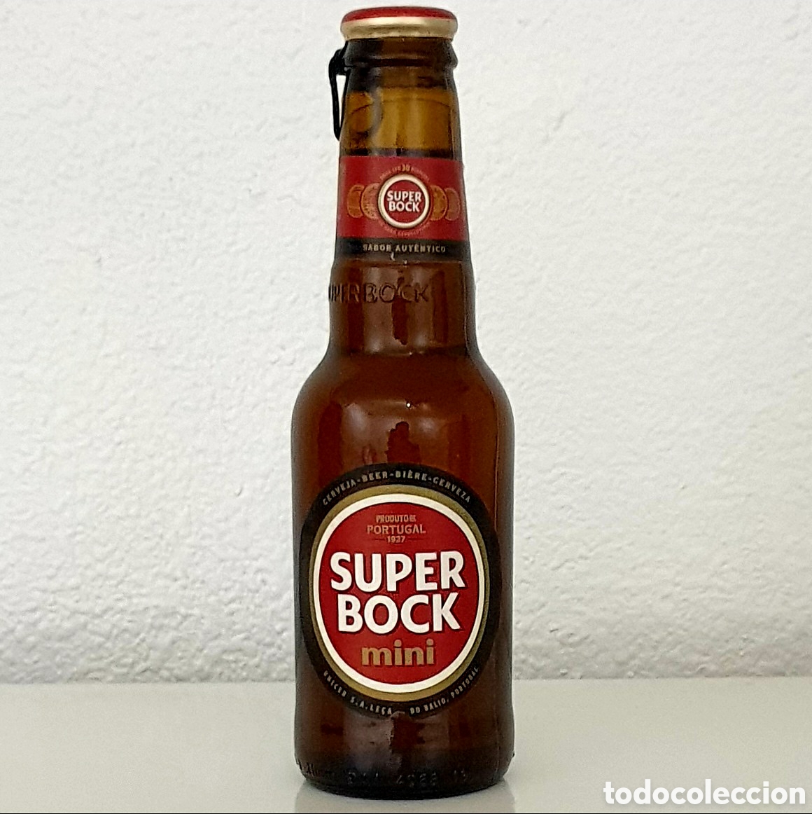 Coleccionismo de cervezas: Botella Cerveza - Portugal - Super Bock - Mini - Cristal - (Llena)