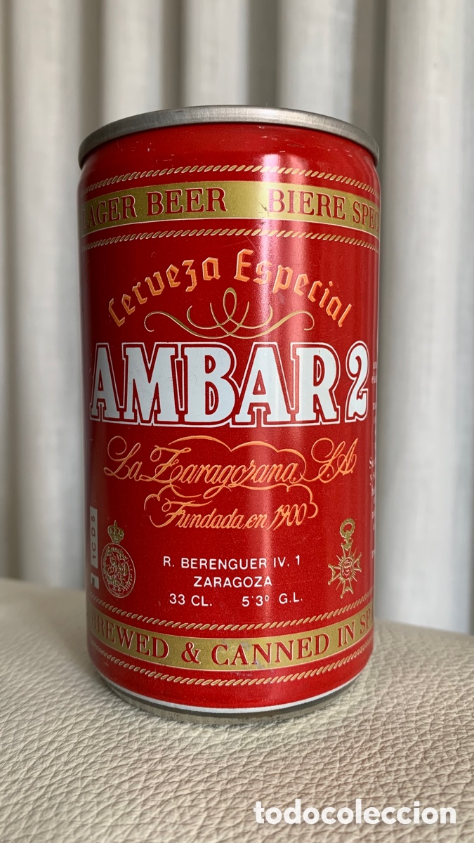 Coleccionismo de cervezas: ANTIGUA LATA DE CERVEZA AMBAR 2