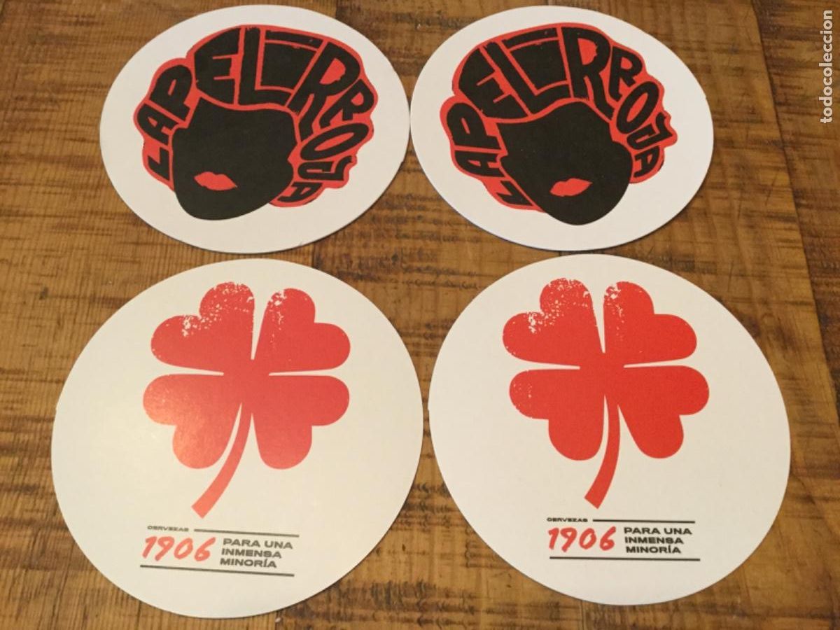 Coleccionismo de cervezas: 1906 LA PELIRROJA - 4 POSAVASOS DE CART&Oacute;N ESTRELLA DE GALICIA