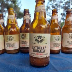 Coleccionismo de cervezas: LOTE 9 BOTELLAS CERVEZA EPIDOR, 1 BOTELLA SAN MIGUEL ESPECIAL ,14 ESTRELLA DAM Y CAJA MADERA.OF MARZ