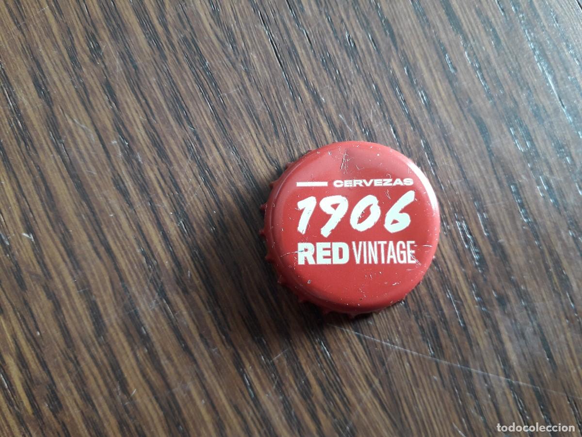 Coleccionismo de cervezas: chapa tap&oacute;n corona de cerveza, estrella Galicia 1906 red vintage.