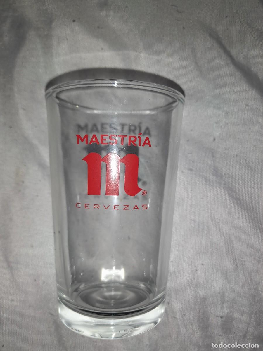 Coleccionismo de cervezas: Vaso de cristal maestria de cerveza mahou serigrafia