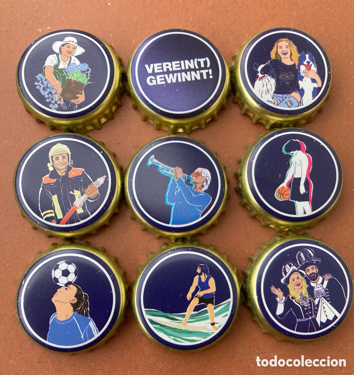 Coleccionismo de cervezas: 9 CHAPAS TAPONES CORONA BEER BIRRA BOTTLE CAP SET GAFFEL.(1) ALEMANIA.---LOTE N. 3619---CARMANJO