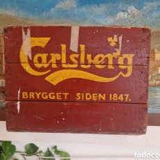Coleccionismo de cervezas: CAJA CERVEZA CARLSBERG MADERA DINAMARCA 1940 ÚNICA ORIGINAL. Lote 402177554