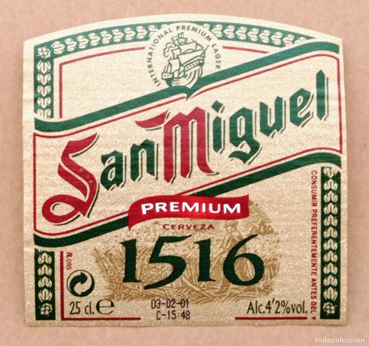 Coleccionismo de cervezas: ETIQUETA DE CERVEZA SAN MIGUEL PREMIUM 1516 (ESPA&Ntilde;A)