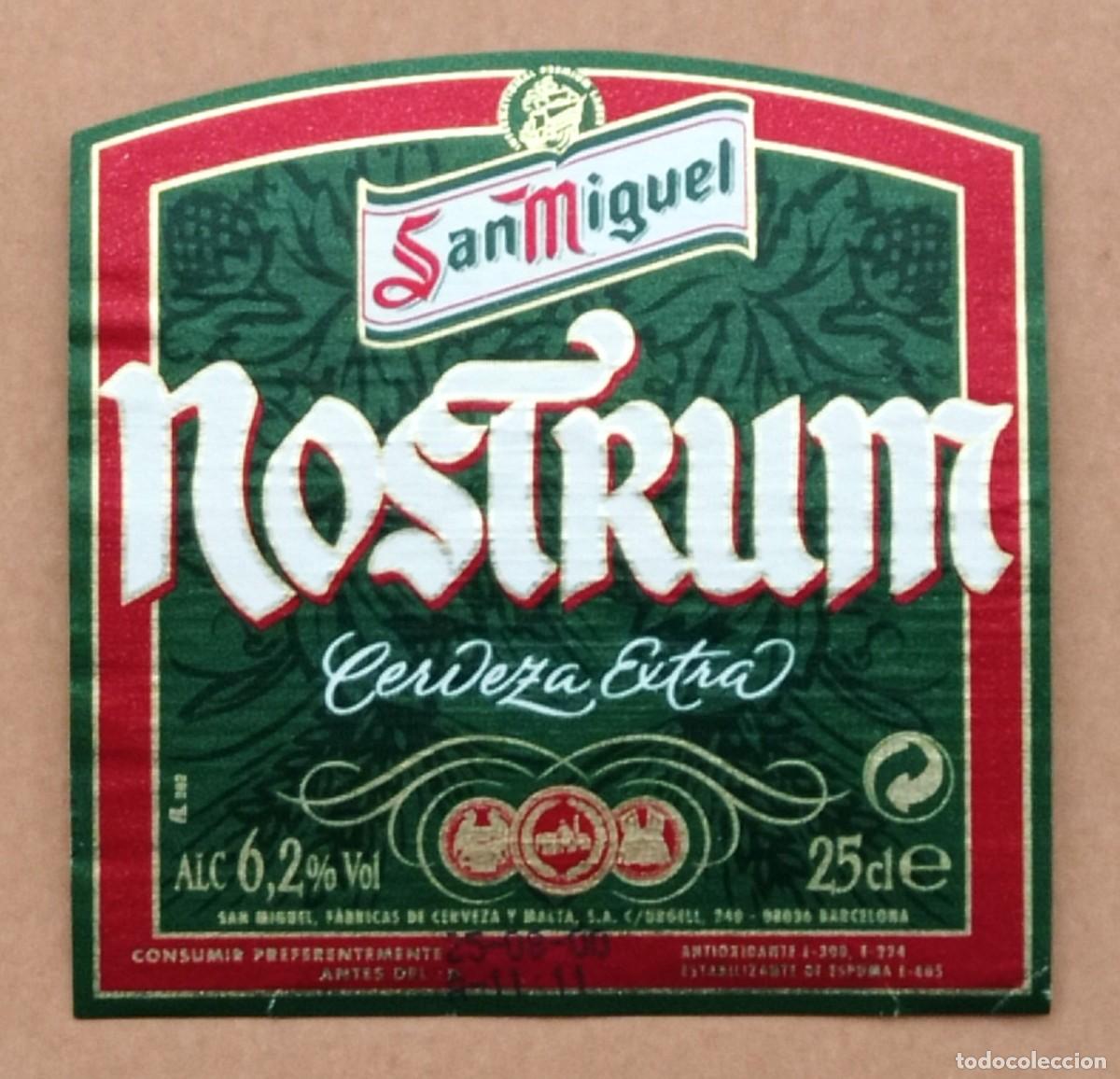 Coleccionismo de cervezas: ETIQUETA DE CERVEZA SAN MIGUEL NOSTRUM (ESPA&Ntilde;A)