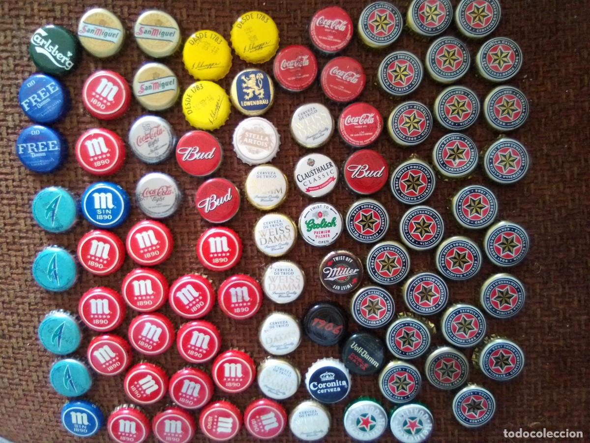 Coleccionismo de cervezas: Lote chapas cerveza y otras bebidas
