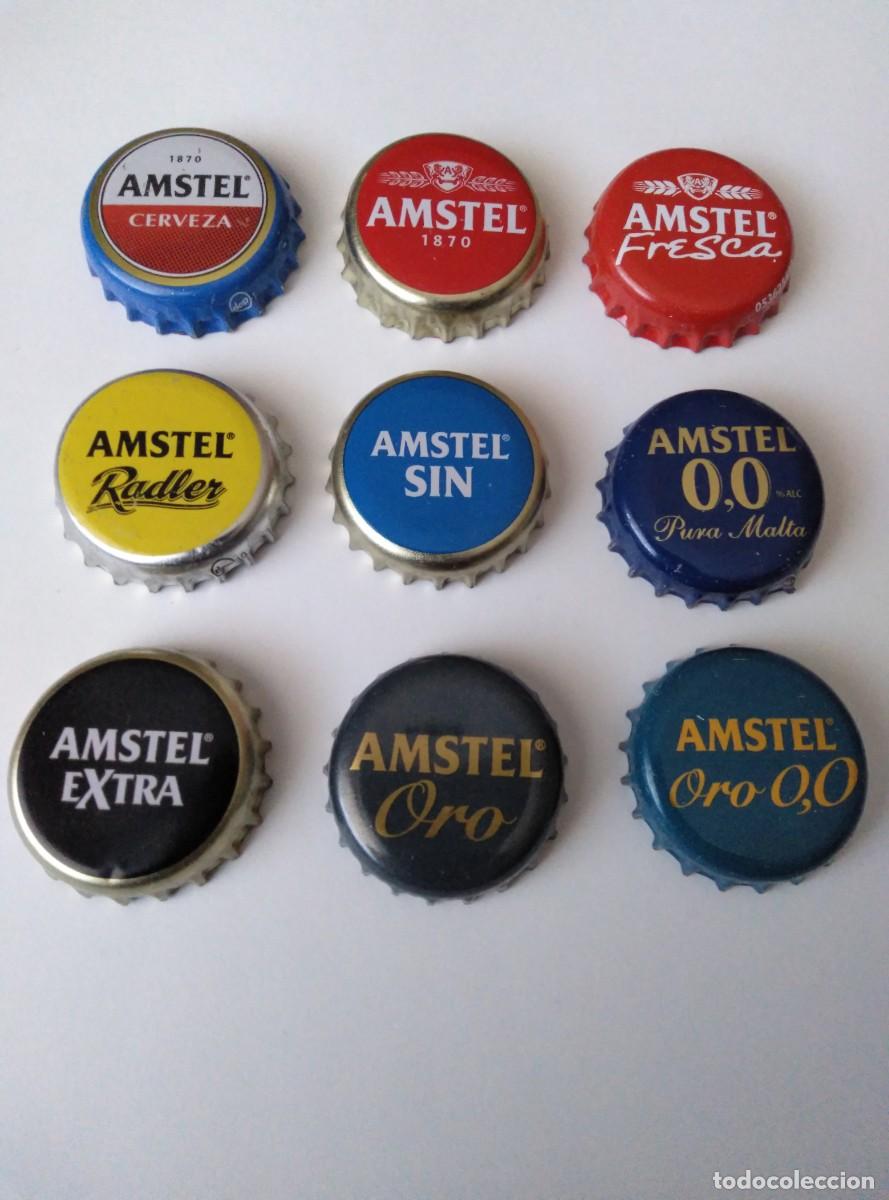Coleccionismo de cervezas: LOTE 9 CHAPAS DE CERVEZA AMSTEL