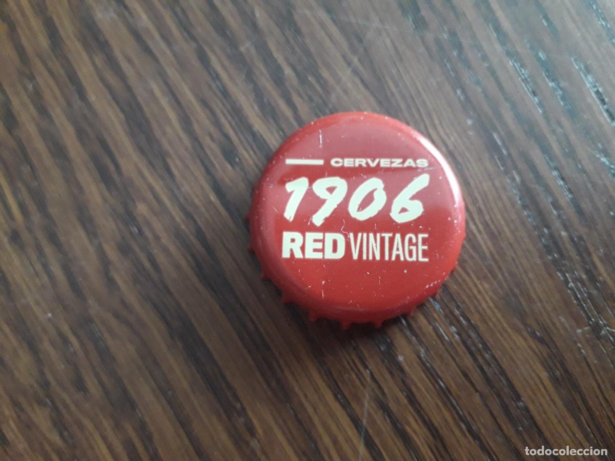 Coleccionismo de cervezas: chapa tap&oacute;n corona de cerveza, estrella Galicia 1906, red vintage.