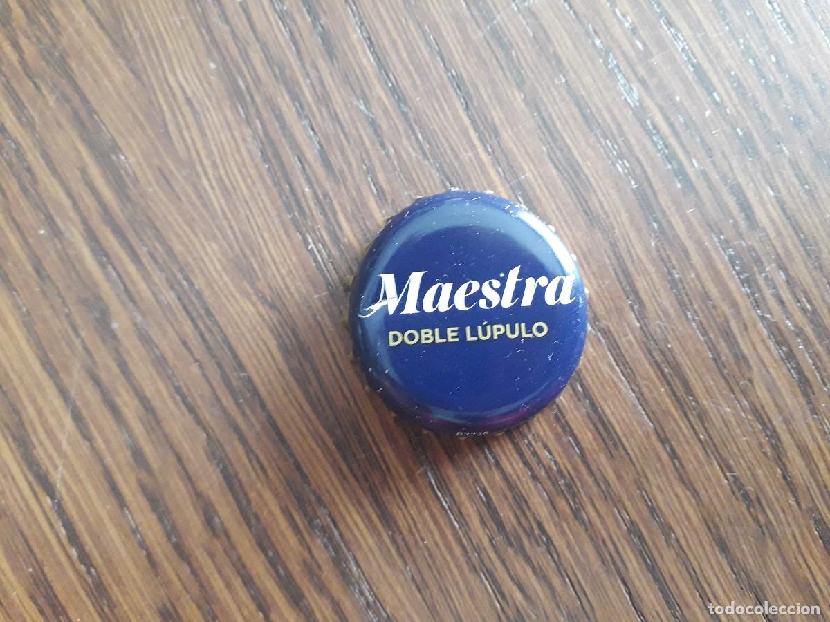 Coleccionismo de cervezas: chapa tap&oacute;n corona de cerveza, maestra doble l&uacute;pulo, Mahou.